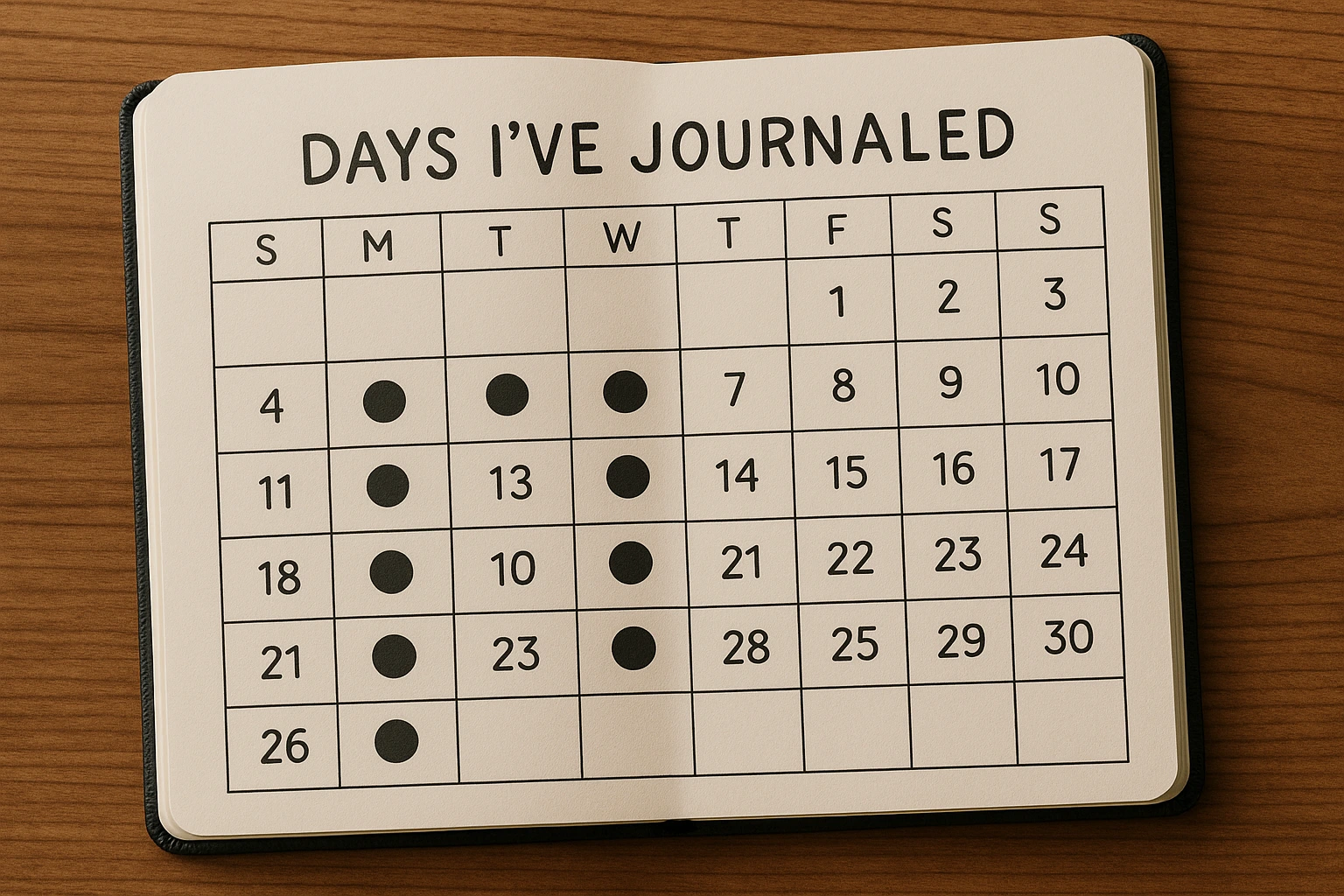daily journaling techniques on calendar